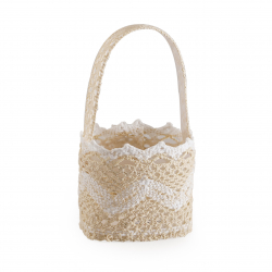 Petit panier en crochet écru et blanc